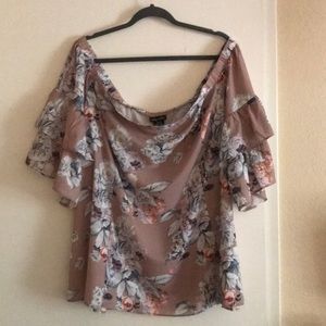 City Chic mauve flower blouse size 22